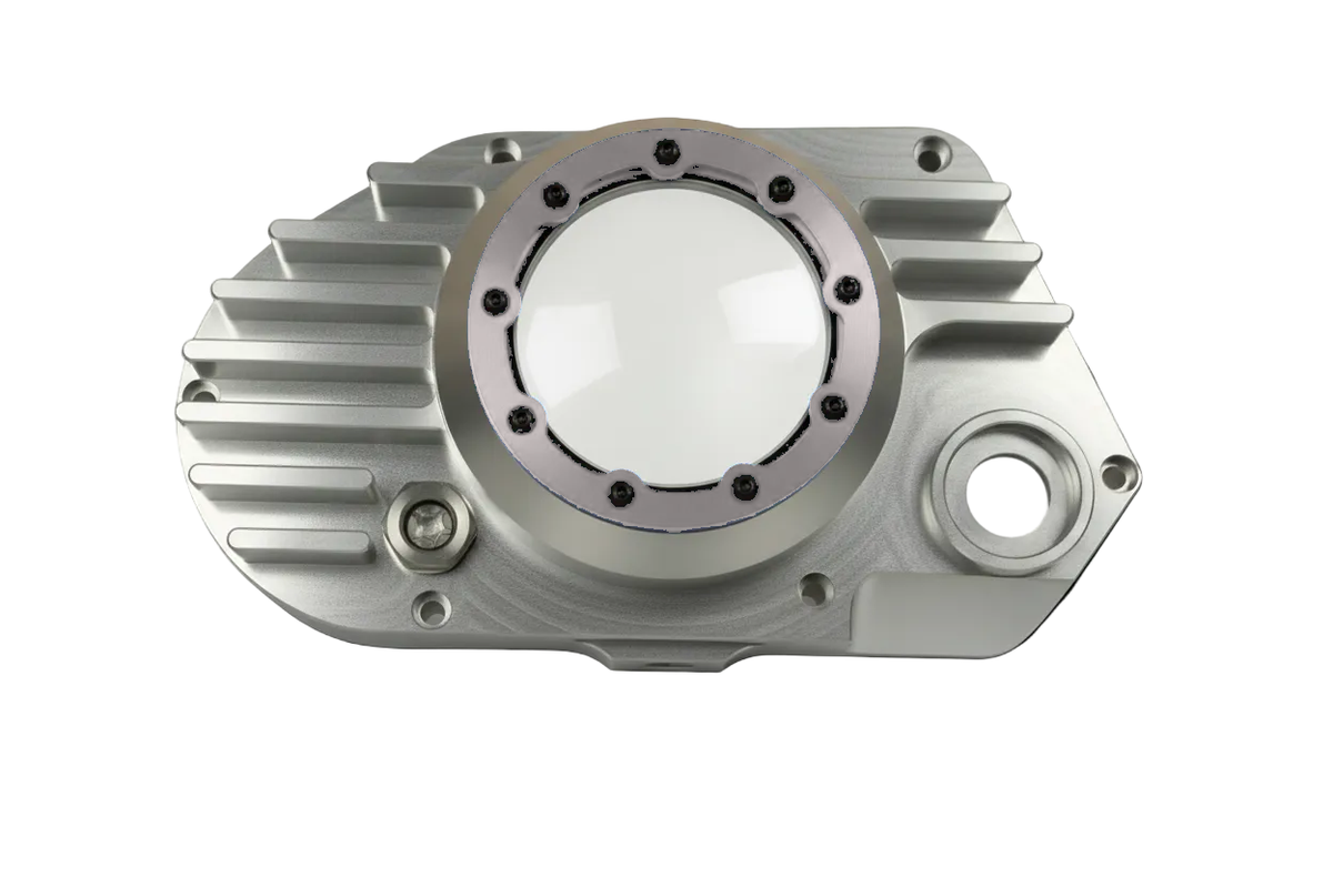 CNC Billet Kupplungsdeckel links mit Sichtfenster für Simson S51, SR50 & KR51/2 (M531 / M541) – Alu natur / Ring Alu natur