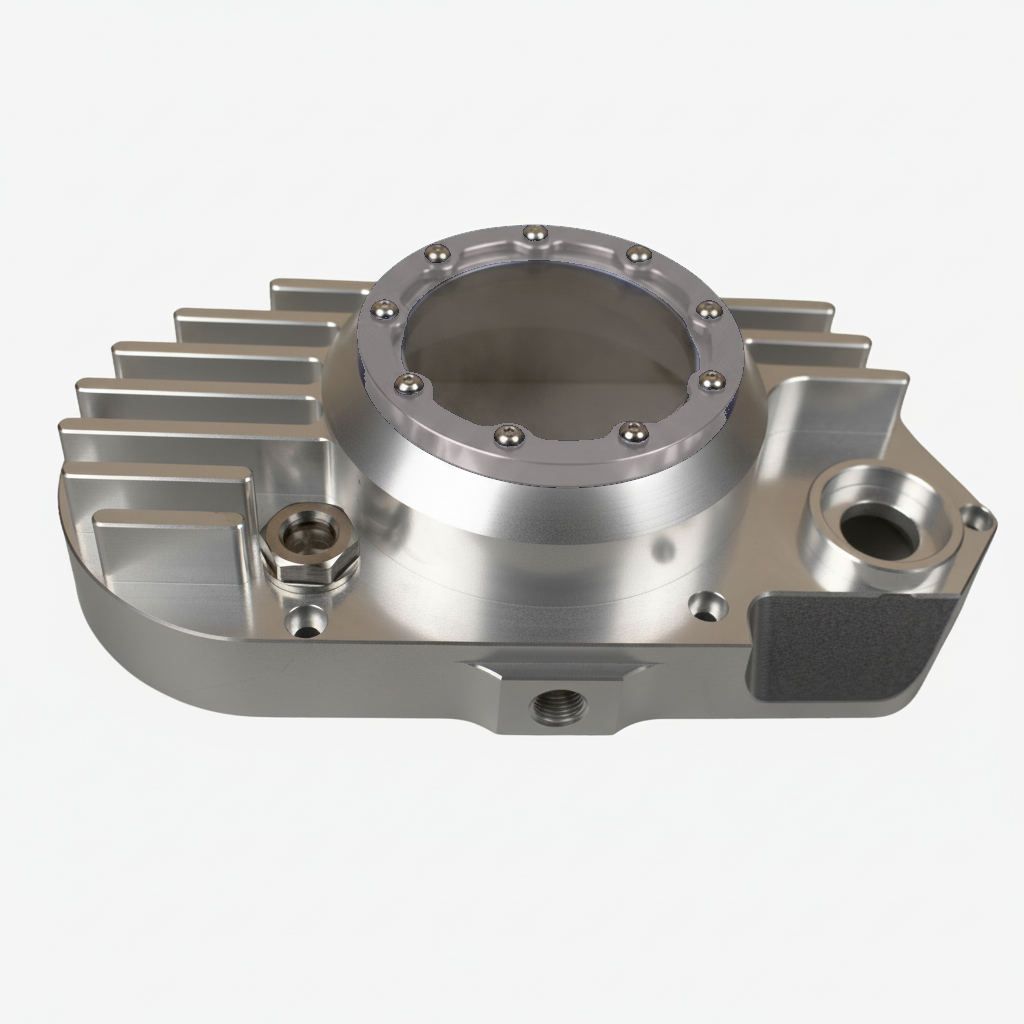 CNC Billet Kupplungsdeckel links mit Sichtfenster für Simson S51, SR50 & KR51/2 (M531 / M541) – Alu natur / Ring Alu natur