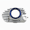 CNC Billet Kupplungsdeckel links mit Sichtfenster für Simson S51, SR50 & KR51/2 (M531 / M541) – Alu natur / Ring blau eloxiert