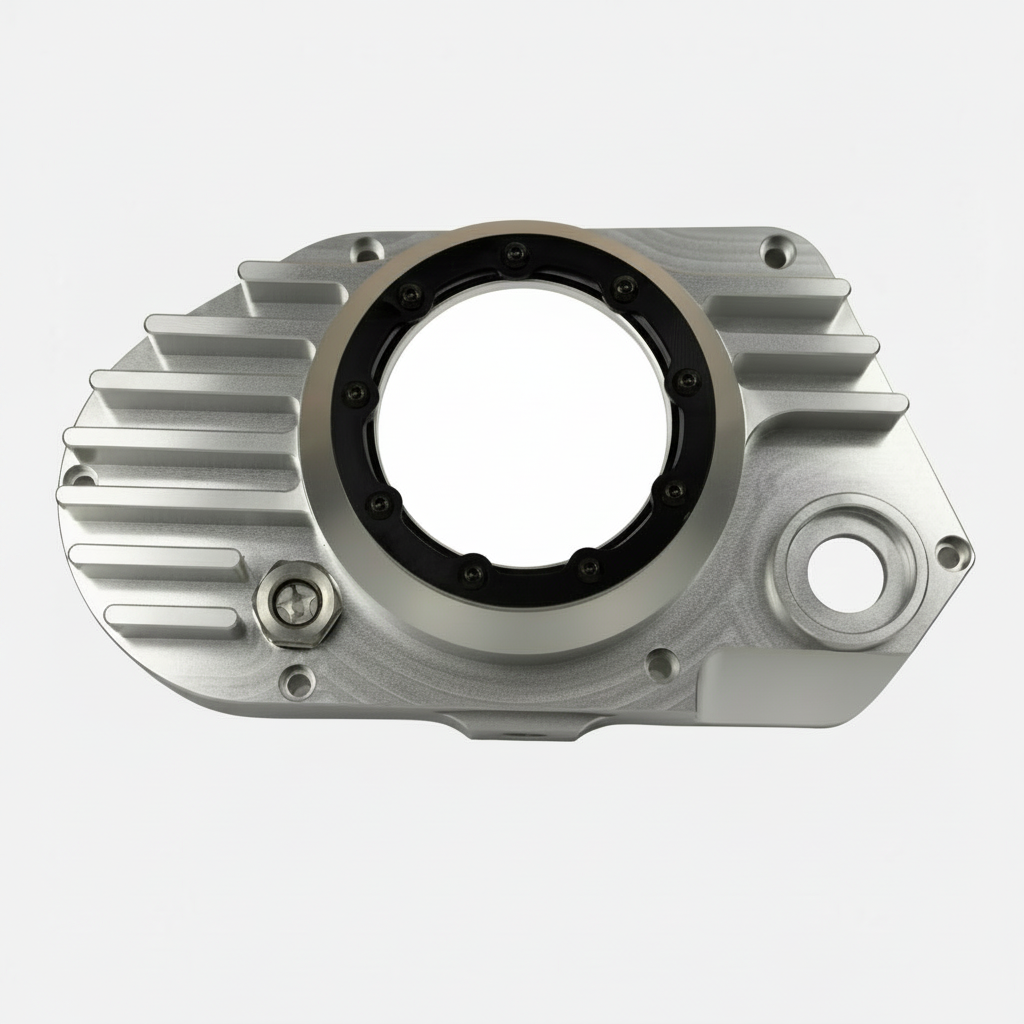 CNC Billet Kupplungsdeckel links mit Sichtfenster für Simson S51, SR50 & KR51/2 (M531 / M541) – Alu natur / Ring schwarz eloxiert
