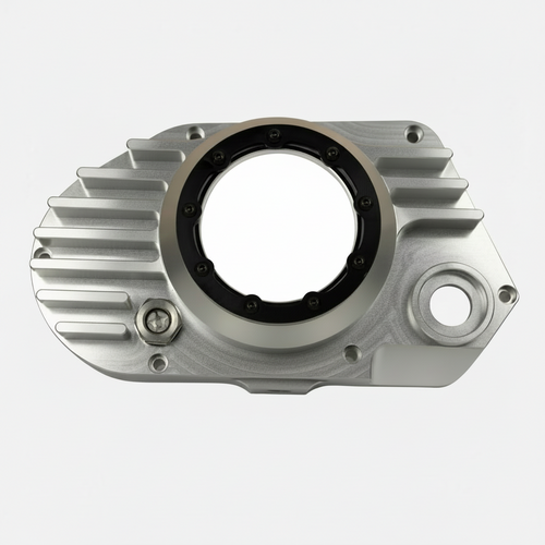 CNC Billet Kupplungsdeckel links mit Sichtfenster für Simson S51, SR50 & KR51/2 (M531 / M541) – Alu natur / Ring schwarz eloxiert