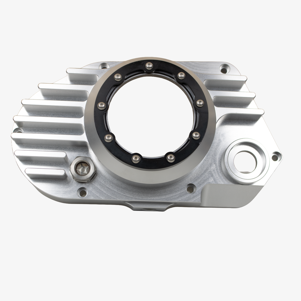 CNC Billet Kupplungsdeckel links mit Sichtfenster für Simson S51, SR50 & KR51/2 (M531 / M541) – Alu natur / Ring schwarz eloxiert