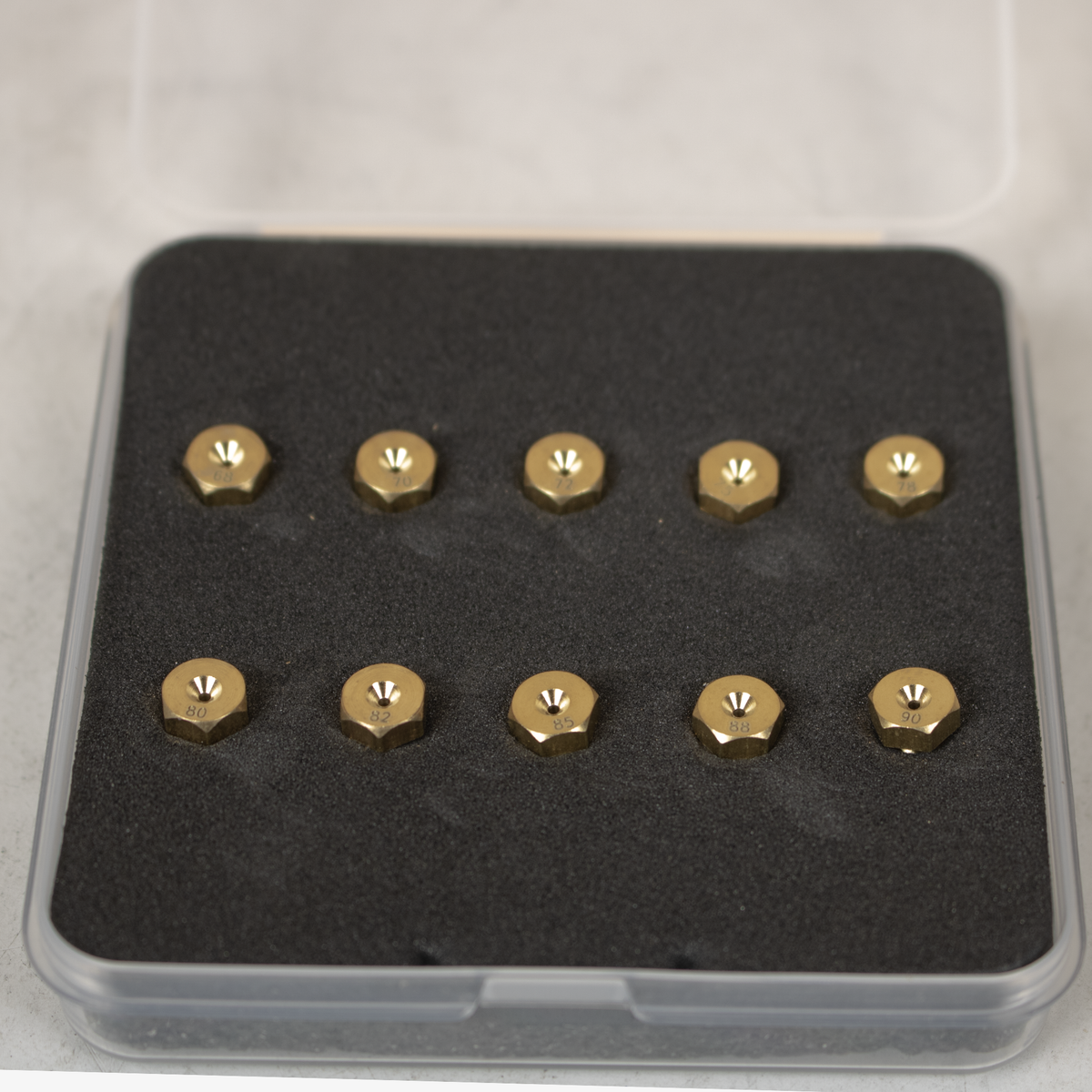 Sechskant-Hauptdüsen-Set M5 für Simson BVF Vergaser 68–90 – 10-teilig in Sortierbox