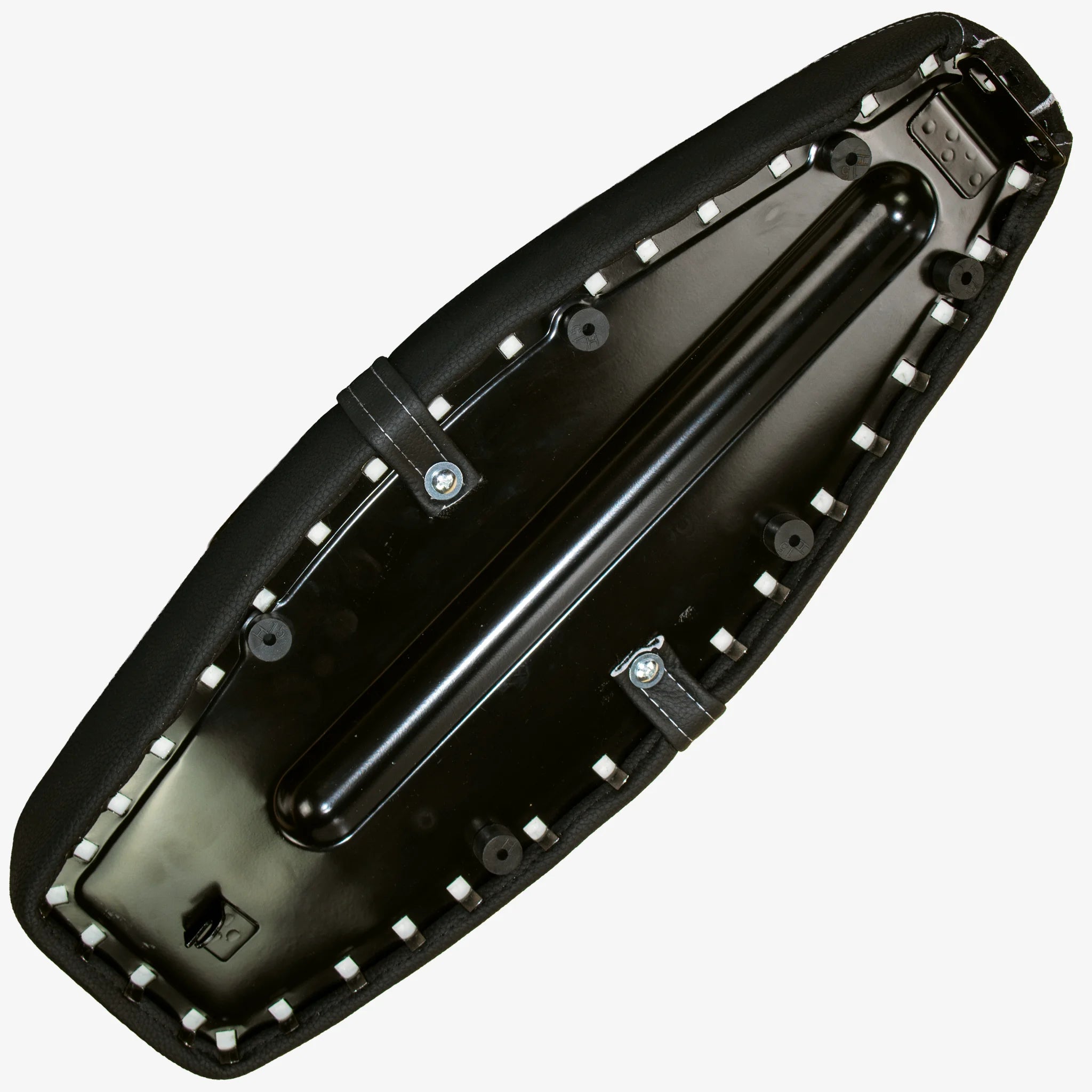 Detailansicht Honeycomb-Wabenmuster weiß auf schwarzem Velours, Simson S50 S51 S70 Bodenplatte