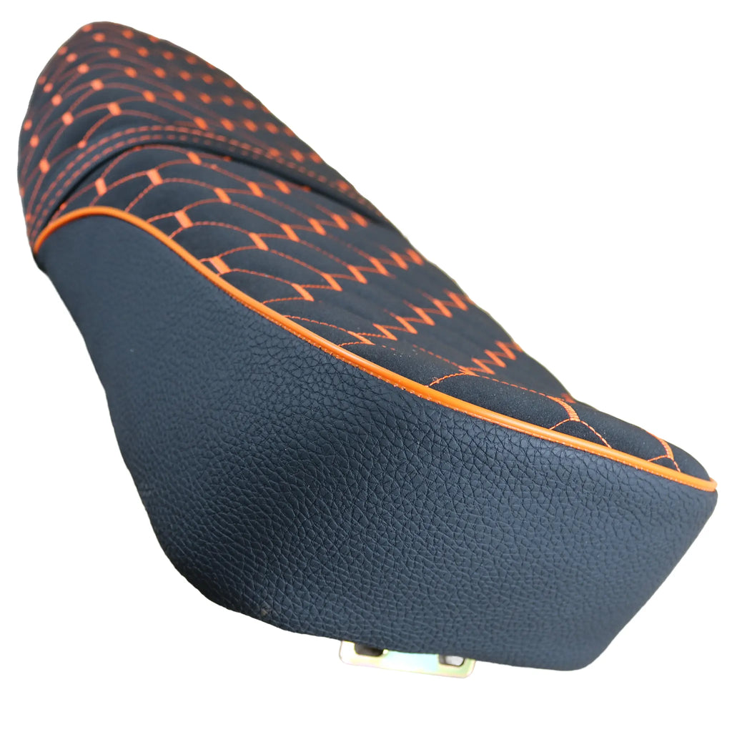 Simson Sitzbank S51 Wabenmuster Orange Mikrofaser-Velours – Draufsicht hinten